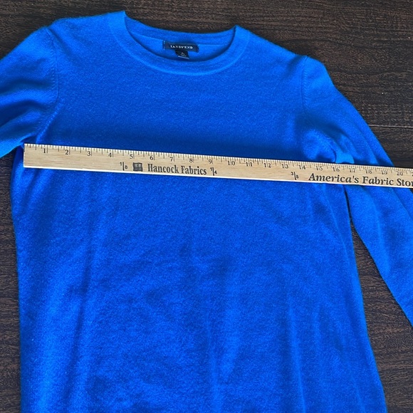💯% cashmere Lands’ End blue crewneck sweater excellent condition - Picture 5 of 11